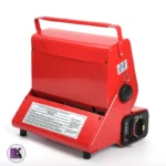 تصویری از پشت اجاق گاز و بخاری سفری دو کاره رنگ قرمز