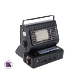 تصویری از جلو اجاق گاز و بخاری سفری دو کاره رنگ مشکی