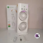 نمایی از جلو و جعبه فن دوقلو شارژی برند DP