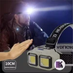 تصویری از جلو و کش چراغ قوه پیشانی مدل HX_816s سنسوردار شارژی