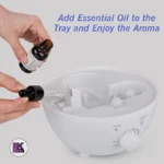 تصویر از داخل دستگاه بخور سرد رنگ سفید طرح قطره اشکی ۲.۶ لیتر در حال استفاده