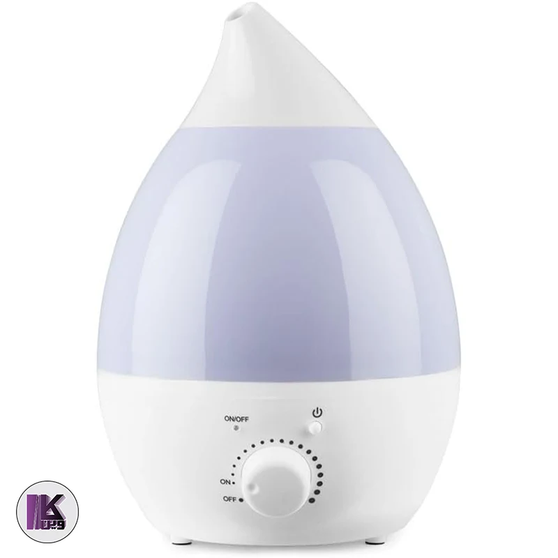 تصویر بخور سرد رنگ سفید طرح قطره اشکی ۲.۶ لیتر از نمای نزدیک