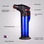 تصویری از فندک اتمی پایه‌دار قابل شارژ و اجزای آن