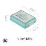 تصویری از ابعاد ظرف غذای کودک مدل دایناسور ۴ بخشی ۸۰۰ میلی‌لیتری