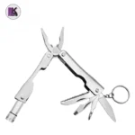 تصویری از ابزار چندکاره 8 در 1 تاشو با چراغ LED مدل Micro Pliers در حالت باز رنگ استیل
