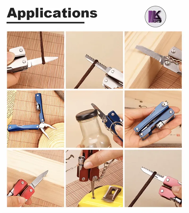 تصویری از کاربرد ابزار چندکاره 8 در 1 تاشو با چراغ LED مدل Micro Pliers