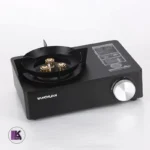 تصویری از اجاق گاز سفری سه‌ شعله یانچوان رنگ مشکی بادگیر دار