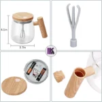 تصویری از ماگ همزن‌ دار پیرکس ۴۰۰ میلی‌لیتری همراه با متعلقات